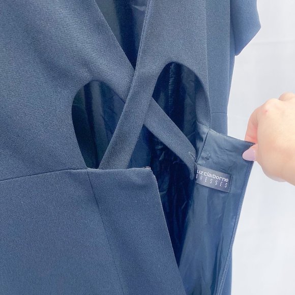 Liz Claiborne Dress Black Criss Cross Cocktail Dress - Picture 7 of 14